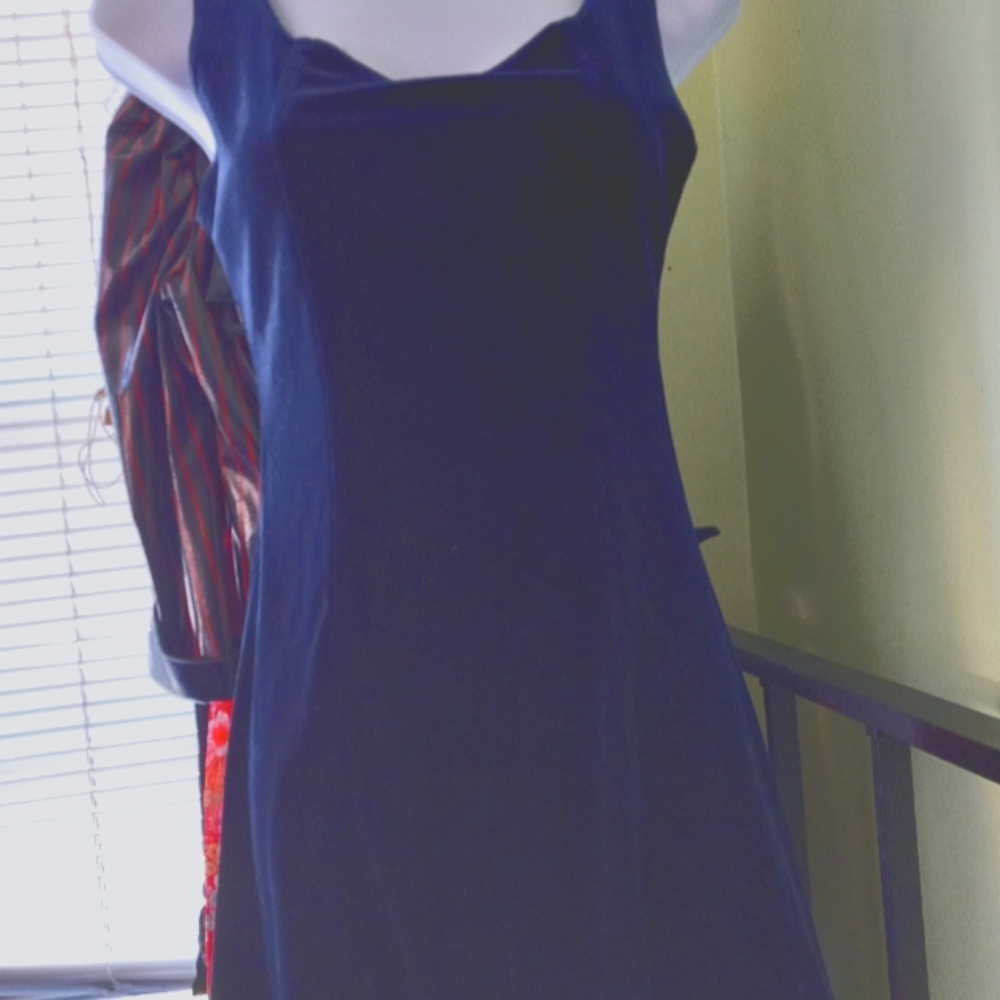 Vintage Morbid Threads (Hot Topic) Navy Blue Velvet Mini Dress Size Medium